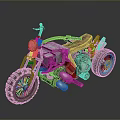 Vintage Custom Motorcycle With Large Tires Leather Seat And Exposed Engine