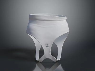 White High Waist Performance Underwear With Stretchy Fabric And Brand Logo 3d model
