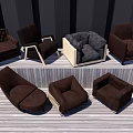 Single Sofa in Various Brown Designs With Modern Styles Displayed on Wooden Floor