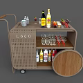 Wooden Serving Cart With Wheels For Bottles Glasses And Fruits Storage