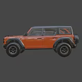 Orange Off Road Car With Black Roof Round Headlights Yellow Light Strips And UK Plate