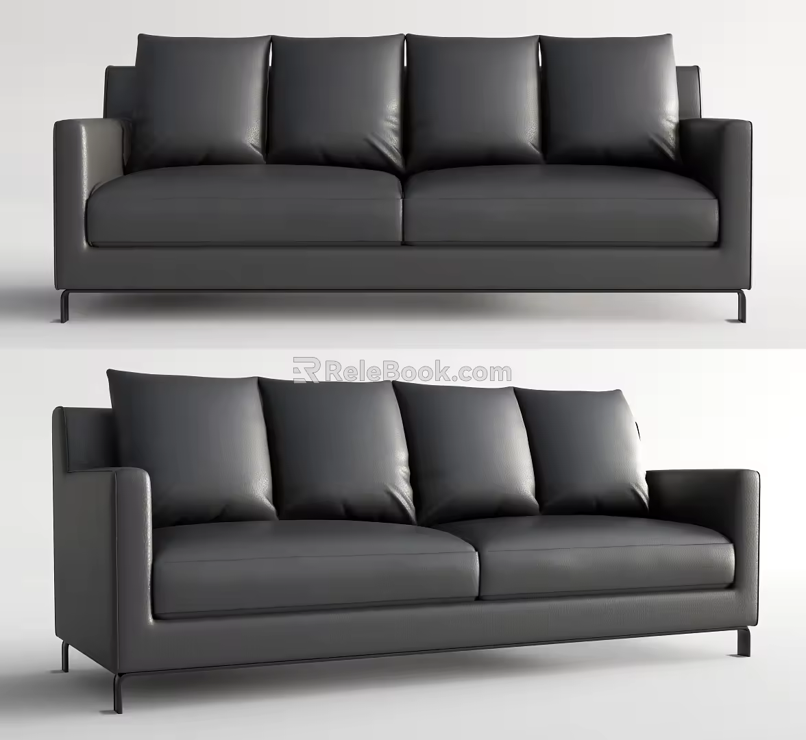 Leather double sofa Modern double sofa 3d model