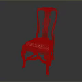Classical Wooden Single Chair With Carved Details Curved Legs And Patterned Upholstery