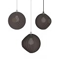 Three Modern Spherical Ribbed Chandeliers With Warm Glowing Light Interior Design 3d model
