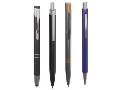 Different Styles Colorful Pens With Metallic Accents Sleek Design And Modern Look 3d model