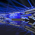 Modern High Tech Stage With Blue Lighting And Large Screens 3d model