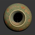Decorative Ceramic Vase With Green Orange Floral Patterns For Home Decoration