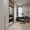 Modern Cloakroom Interior With Wardrobe Dressing Table Storage And Plant