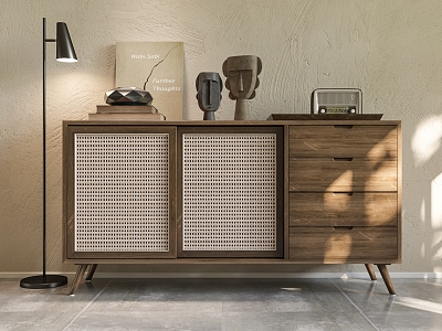 Solid Wood Rattan Sideboard model