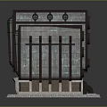 Art Deco Style Building With Large Windows Brown Frames Arched Entrance And Stone Slab Base