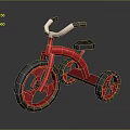 Red Kids Tricycle With Black Seat White Handlebars Red Rims And Black Tires