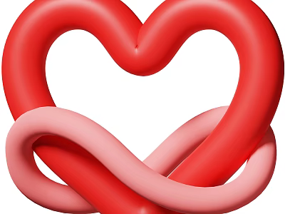 Heart Shaped Decorative Ornament Set with Red and Pink Intertwined Design for Home Decor 3d model
