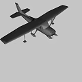 Small Gray And Blue Propeller Airplane With Double Wings Fixed Landing Gear And Cockpit Windows