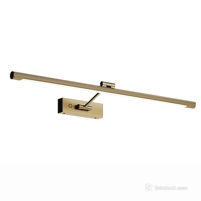 Golden Modern Wall Lamp With Long Bar And Square Base Lighting Fixture 3d model 