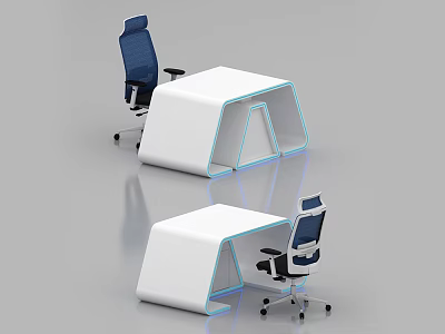 Modern White Bar Counter With Blue Accent Lighting And Ergonomic Chairs 3d model