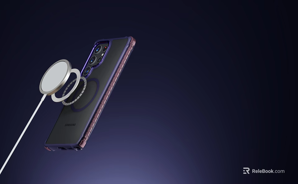 Dark Purple Smartphone With Rear Camera Module And Magnetic Ring Accessory In Focused Light 3d model 