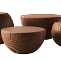 Stylish Woven Round Coffee Tables in Brown and Black Hues
