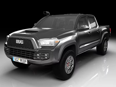 Dark Gray Toyota TRD Pickup Truck With Double Cab Sporty Design And Alloy Wheels 3d model