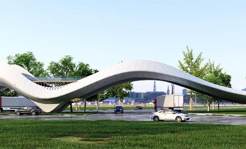 bridge modern bridge curve bridge heterosexual bridge 3d model