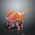 Game and Movie Character With Golden Ornaments Red Face Open Mouth Long Tail