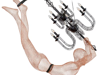 Unique Shaped Chandelier With Artistic Curved Metal Mesh Frame For Modern Interior Decor 3d model