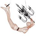 Unique Shaped Chandelier With Artistic Curved Metal Mesh Frame For Modern Interior Decor
