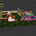 Colorful Miniature Building Model With Red Roof Houses Windmill And White Fence