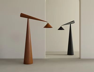 Modern Minimalist Floor Lamps With Wooden And Black Bases For Living Interior Space 3d model