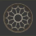 Architectural Circular Window Lattice With Intricate Gothic Pattern Design