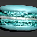 Vibrant Blue Macaron With Smooth Shell And White Cream Filling On Black Background