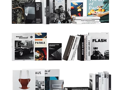 Various Books And Magazines With Diverse Themes Cover Art Portraits Landscapes And Automotive Content 3d model