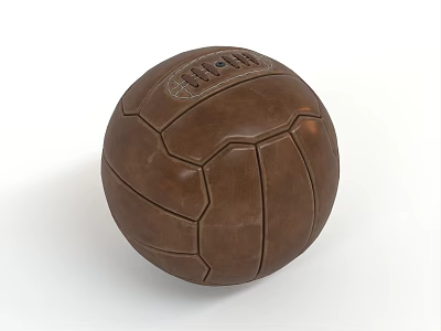 Brown Leather Stitched Soccer Ball As Sports Equipment With Traditional Design 3d model