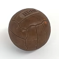 Brown Leather Stitched Soccer Ball As Sports Equipment With Traditional Design