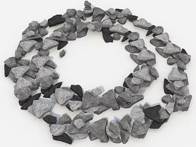 Natural Gray And Black Stones Arranged In Circular Decorative Pattern 3d model