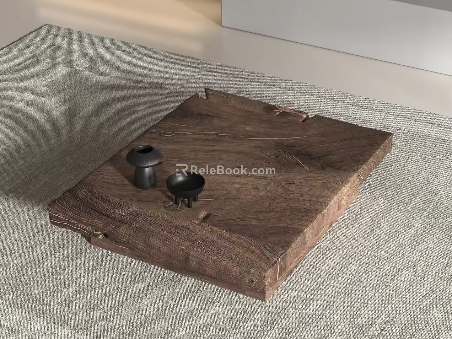 Quiet Original Wood Tea Table Middle Ancient Square Tea Table 3d model