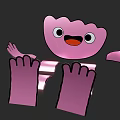 Cheerful Pink Cartoon Art Installation With Large Eyes Open Mouth And Outstretched Limbs