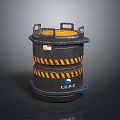 Industrial Equipment Container With Yellow Black Warning Stripes Top Handles And LCPC Label