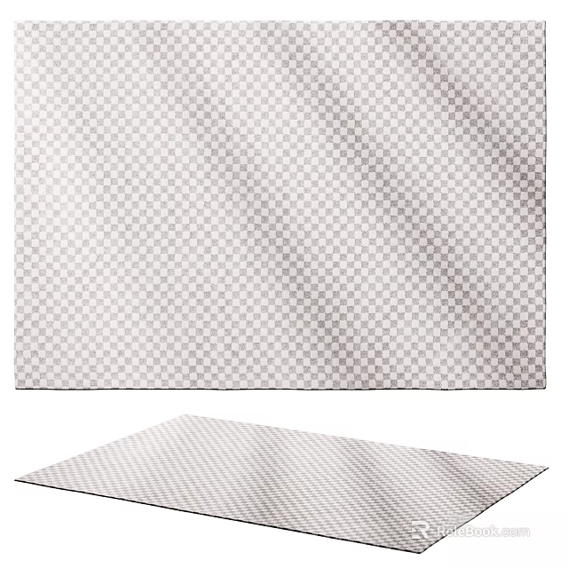 Classic Square Rug with Neutral Checkered Pattern for Modern Home Decor 3d model