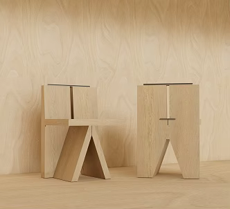 Modern Dining Chair Wooden Dining Chair Small Bench Shoe Changing Stool 3d model