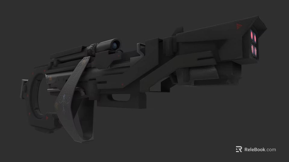 Futuristic Tactical Weapon With Black Design Integrated Scope And Ergonomic Grip 3d model 