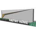 Modern Geometric Feature Wall With Find My Home Text And Green Plant Decorations