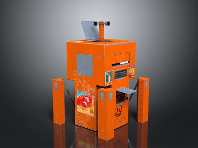 Orange Metal Vending Machine For Daily Life Use With Snack Drink Dispenser And Easy Operation 3d model