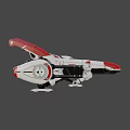 Futuristic White And Red Spaceship Flying In Starry Outer Space 3d model