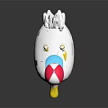 White Duck Wearing Pink And White Cap With Blue Brim And Yellow Pendant Necklace