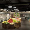 Modern Supermarket Produce Section With Bright Lighting Wooden Shelves And Fresh Fruits Vegetables