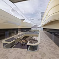 Modern Commercial Complex With Multi Story Design Glass Curtain Walls And Green Lawns In Urban