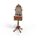 Vintage Wooden Dressing Table With Carved Mirror And Drawers For Daily Use