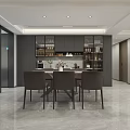 Modern Light Luxury Living And Dining Room With Marble Floor And Comfortable Large Sofa Sets