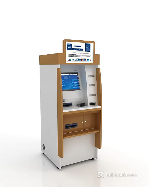 Public Self Service Kiosk With Interactive Touchscreen And Payment Interface Design 3d model 