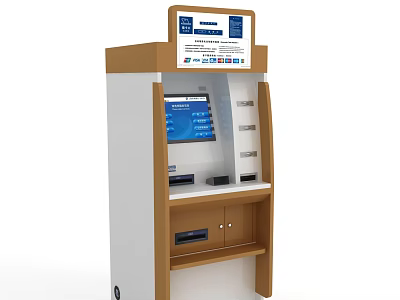 Public Self Service Kiosk With Interactive Touchscreen And Payment Interface Design 3d model